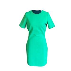 H&M Brat Green Sheath Mini Dress small ribbed textured short sleeve Kelly green